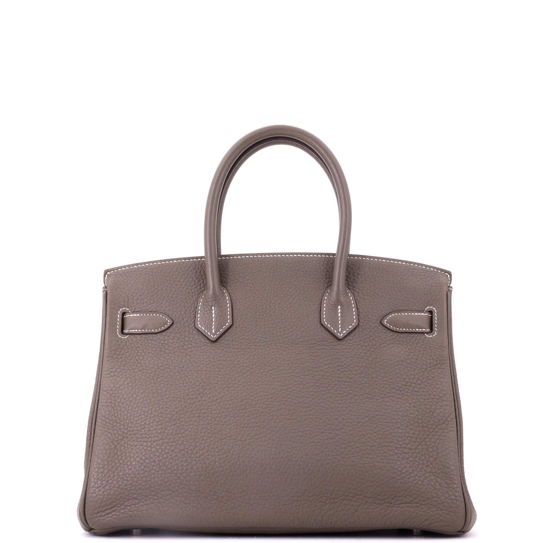 Pre-Owned Hermes Birkin Handbag Grey Clemence with Palladium Hardware 30, Alternate, color, Etoupe