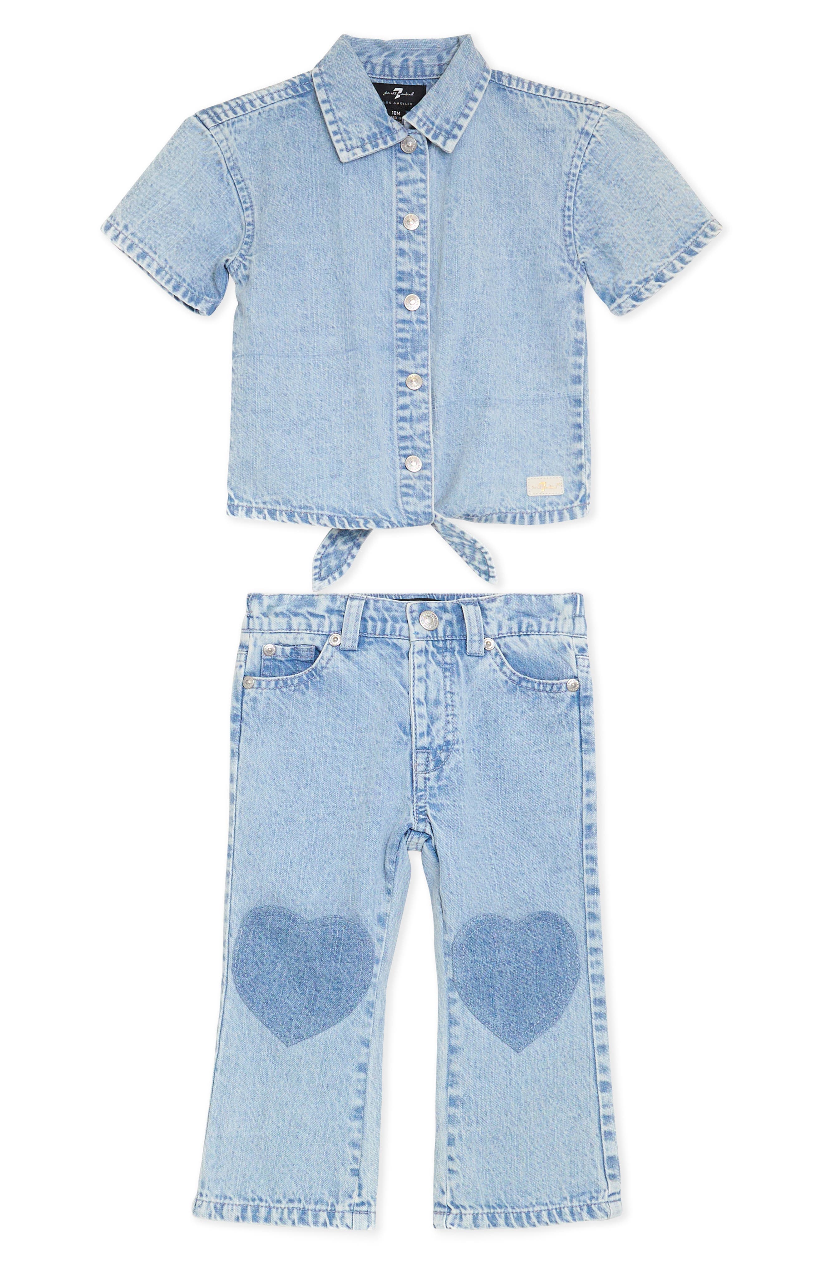 Denim Top & Heart Patch Jeans