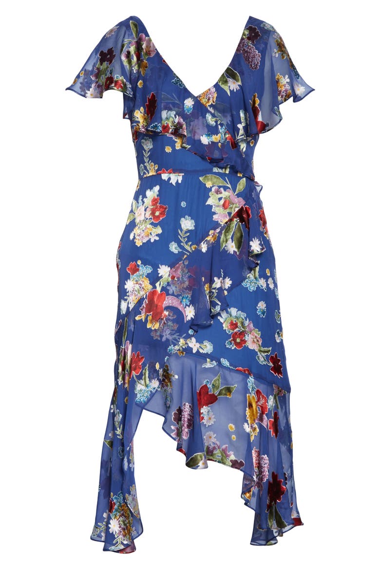 Electra Asymmetrical Ruffle Chiffon Dress, Alternate, color, COLORFUL BOUQUET RIVIERA