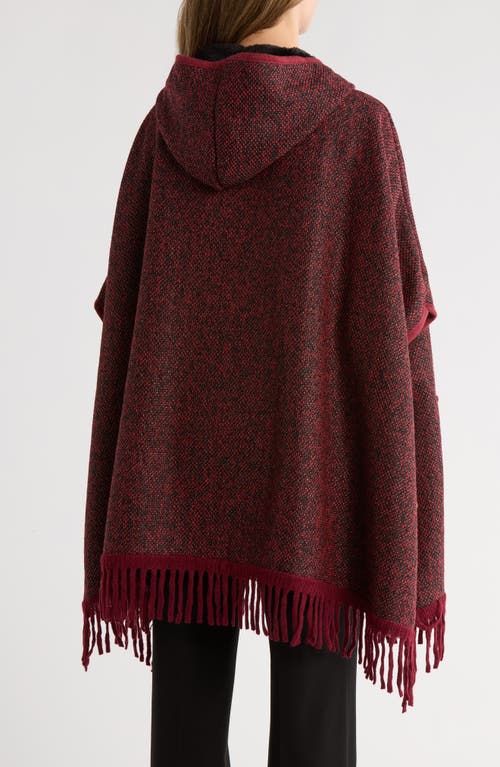 Nanette Lepore Hooded Jacquard Ruana In Burgundy