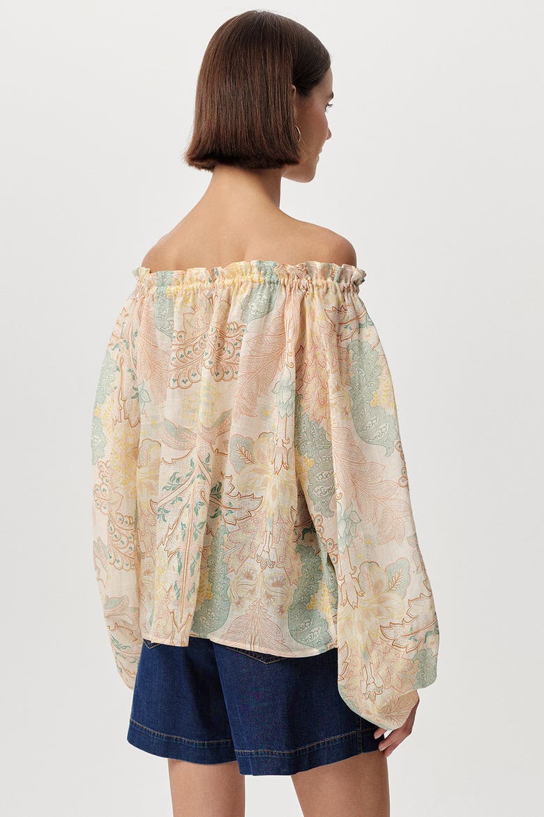 Uliana Off Shoulder Tie Neck Long Sleeve Blouse, Alternate, color, Multi Color