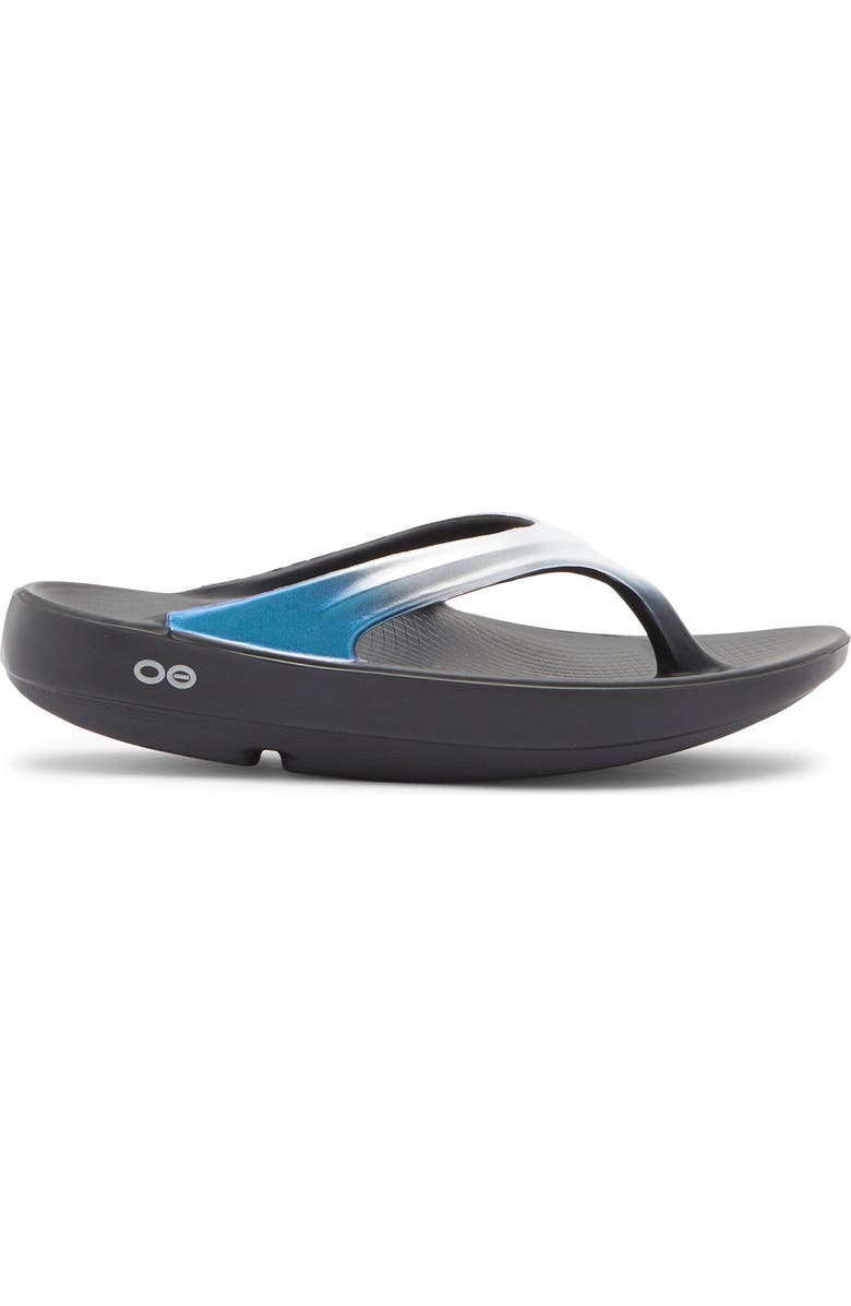 Oofos Oolala Luxe Flip Flop Sandal, Alternate, color, Black/ Frost