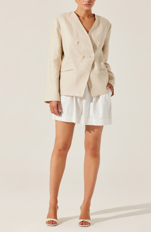 Astr The Label Dannika Collarless Linen Blazer In Brown
