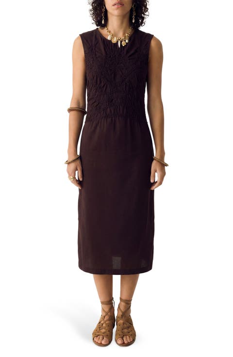 Embroidered Detail Cotton Jersey Dress