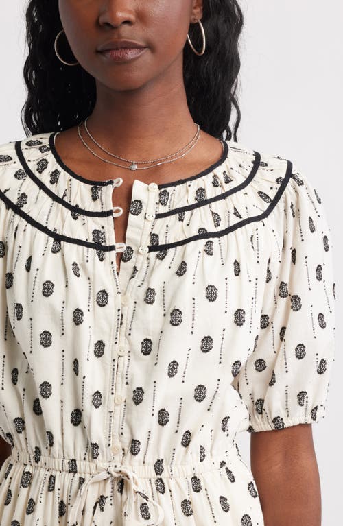 Treasure & Bond Short Sleeve Cotton Blend Tiered Minidress In White