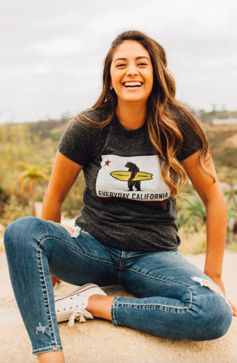 Everyday California La Hermosa Tee Shirt, Alternate, color, Charcoal