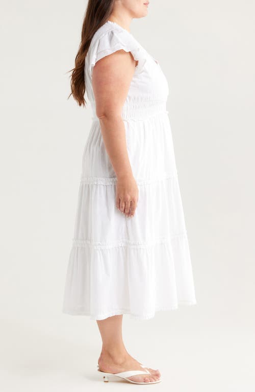 Chelsea28 Flutter Sleeve Clip Dot Tiered Midi Dress