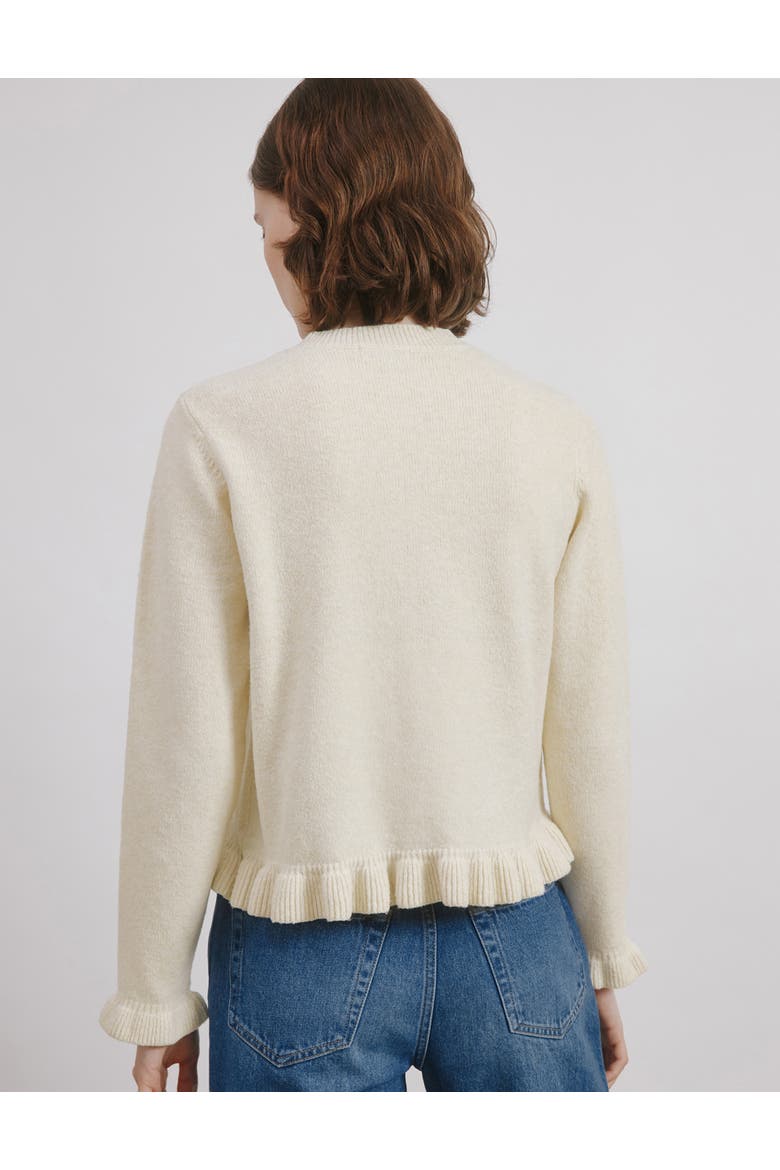 Frill Button Cardigan, Alternate, color, Buttermilk