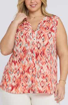 Print Sleeveless Pleat Back Top