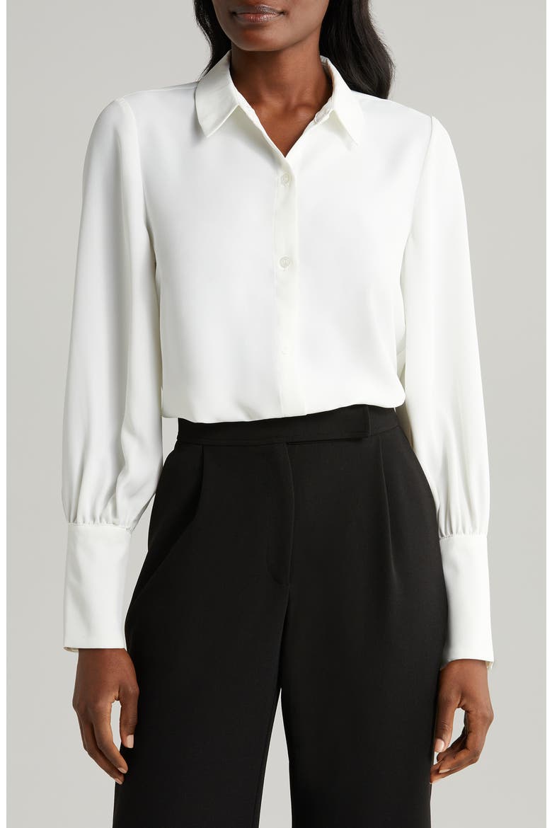 Long Sleeve Button-Up Shirt, Main, color, NEW IVORY