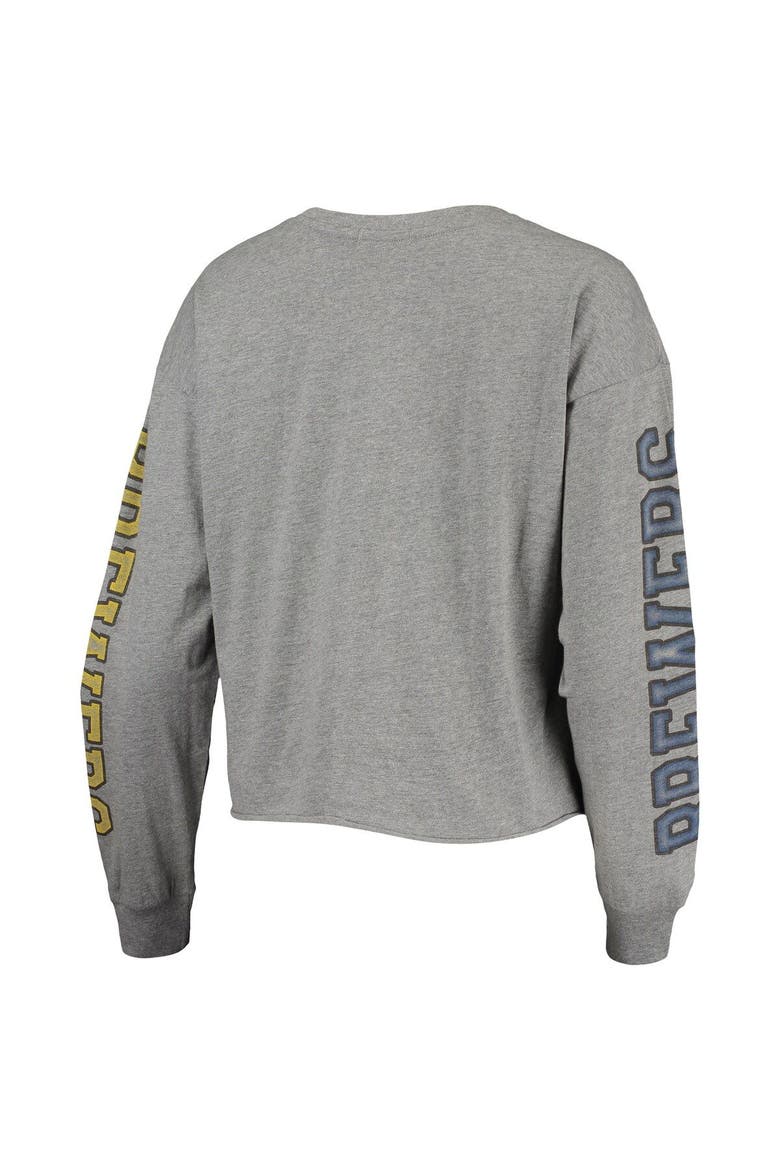 Women's '47 Heathered Gray Milwaukee Brewers Ultra Max Parkway Long Sleeve T-Shirt, Alternate, color, Heather Gray