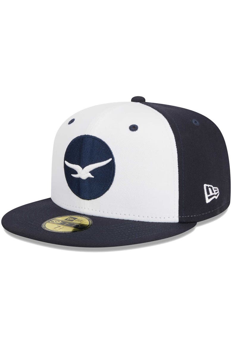 Men's New Era White Pensacola Blue Wahoos Theme Nights Pensacola Seagulls  59FIFTY Fitted Hat, Main, color, White