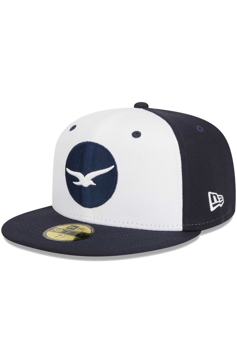New Era Men's New Era White Pensacola Blue Wahoos Theme Nights Pensacola Seagulls  59FIFTY Fitted Hat, Main, color, White