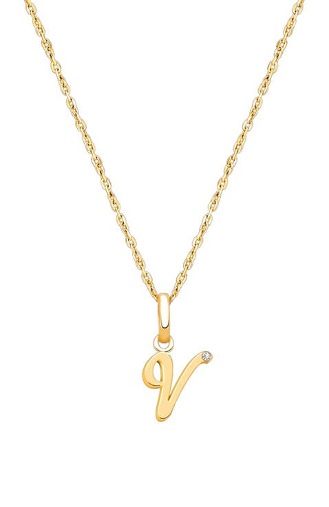 14K Gold Diamond Initial 12-14" Necklace