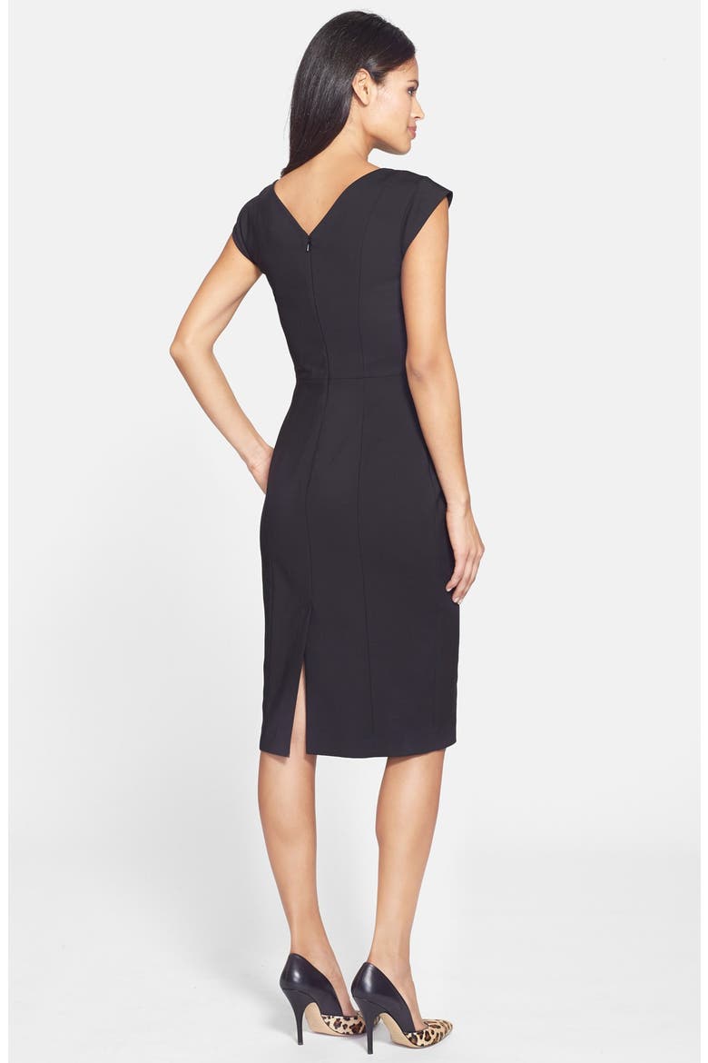 'Estelle' Cutout Cotton Blend Sheath Dress, Alternate, color, BLACK