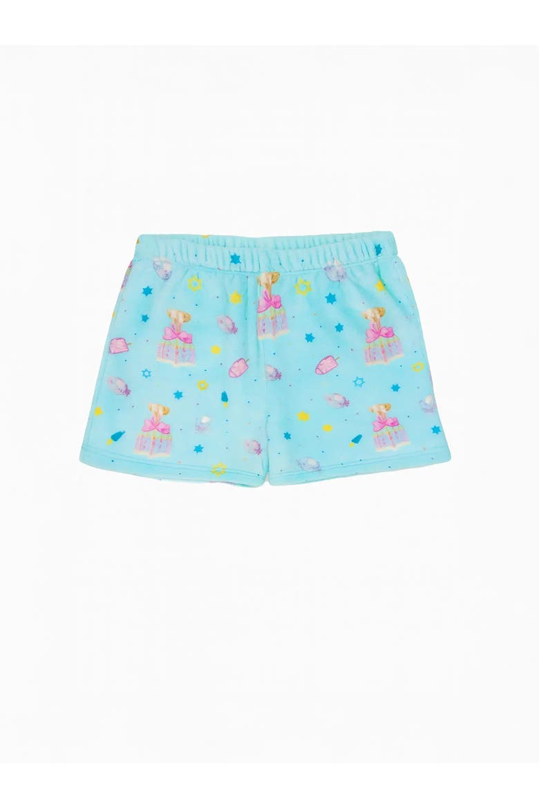 Plush Hanukkah loungewear Shorts, Alternate, color, Aqua