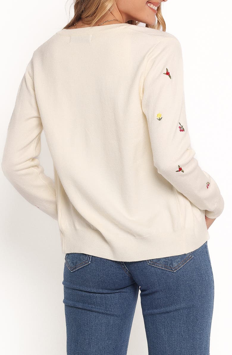Petal & Pup Millen Floral Embroidered Cardigan, Alternate, color, Cream
