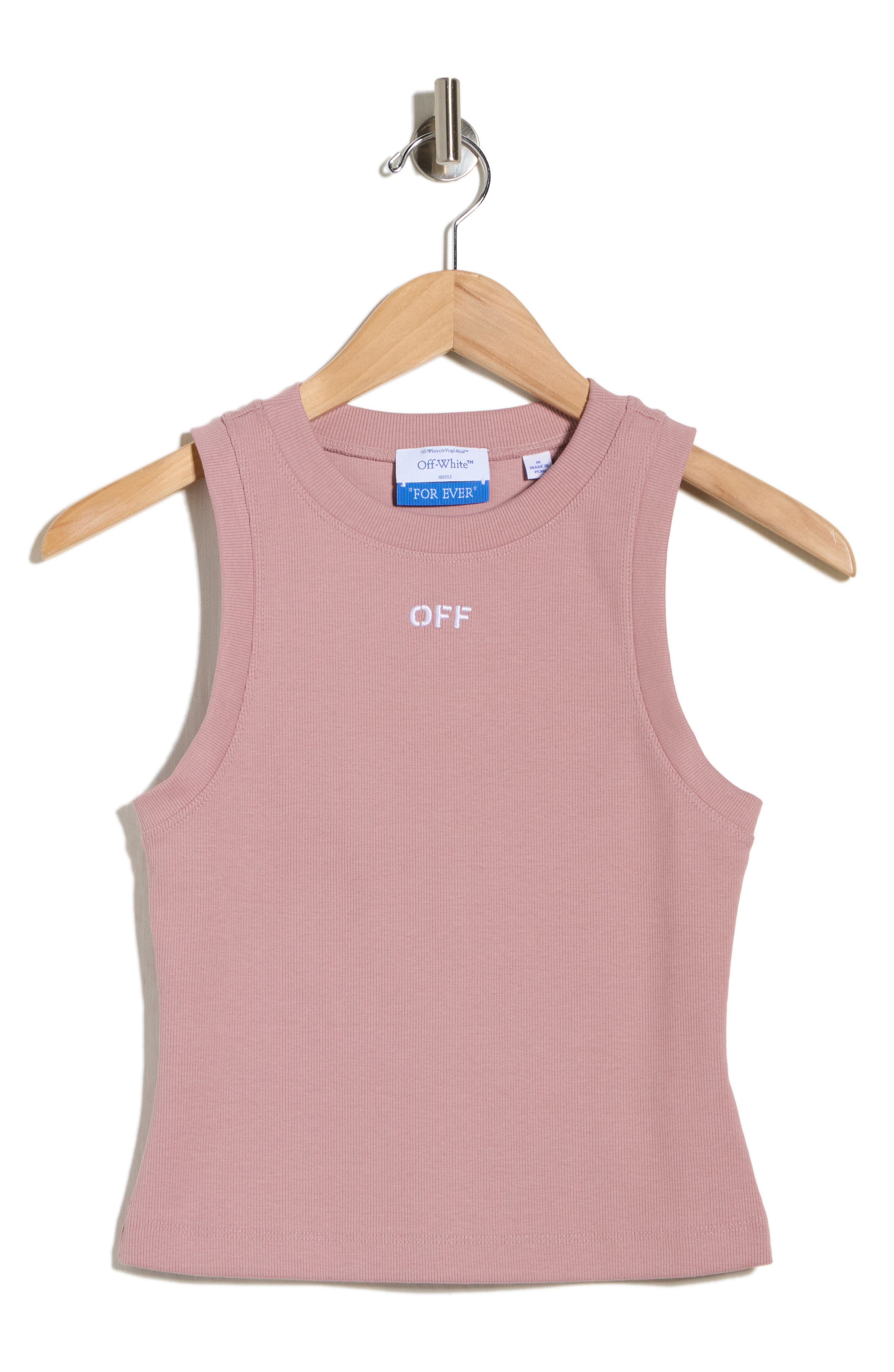 Off-White Row Cotton Blend Ribbed Tank