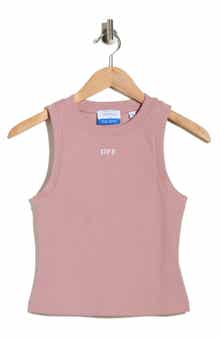 Off-White Row Cotton Blend Ribbed Tank
