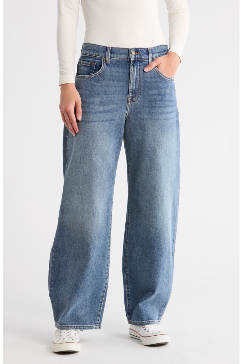 Bonnie Curvilinear Raw Hem Barrel Leg Jeans, Main, color, LORTON