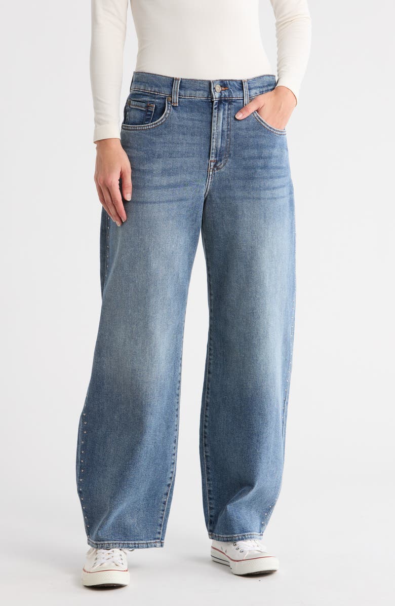 7 For All Mankind Bonnie Curvilinear Raw Hem Barrel Leg Jeans, Main, color, Lorton