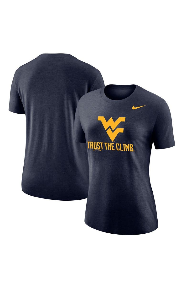 Nike Women's Nike Navy West Virginia Mountaineers Trust the Climb Varsity T-Shirt, Main, color, 