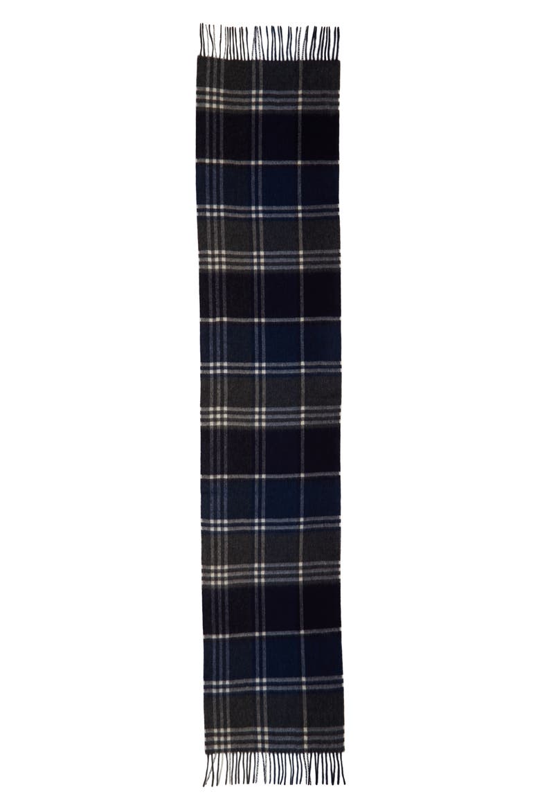 Kindar Plaid Wool & Cashmere Scarf, Alternate, color, NAVY/ GREY