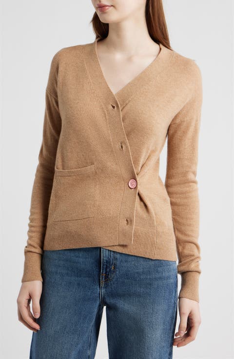 Button-Up Wool & Cashmere Wrap Cardigan