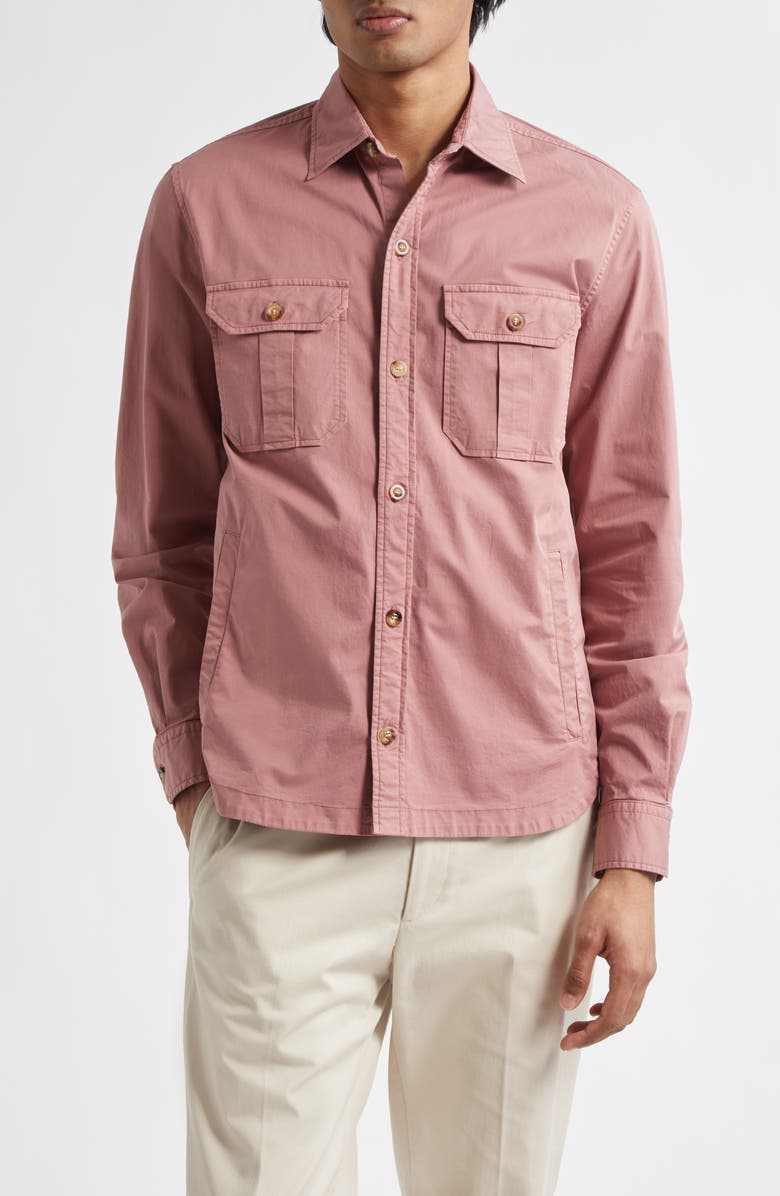 Boglioli Stretch Cotton Overshirt, Main, color, Pink