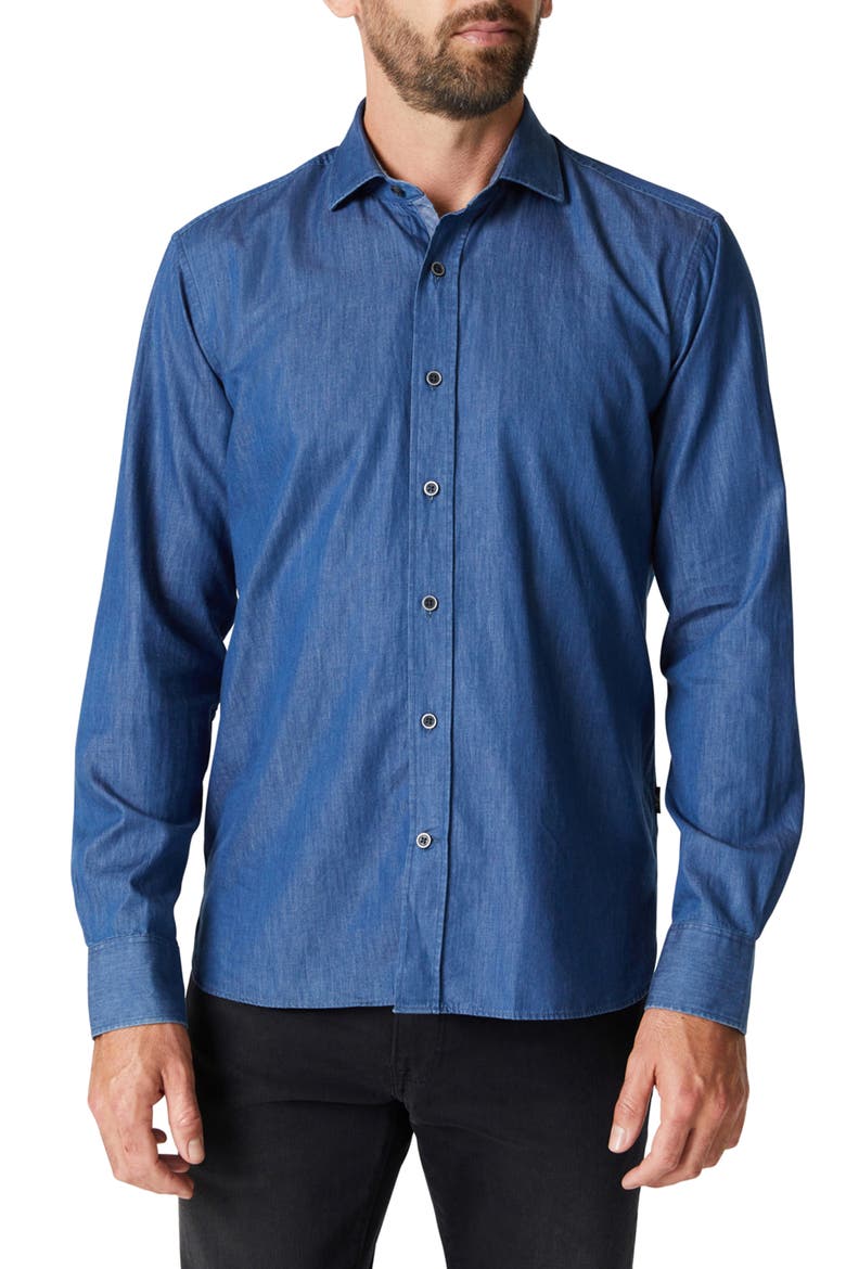 Denim Button-Up Shirt, Main, color, RINSE DENIM