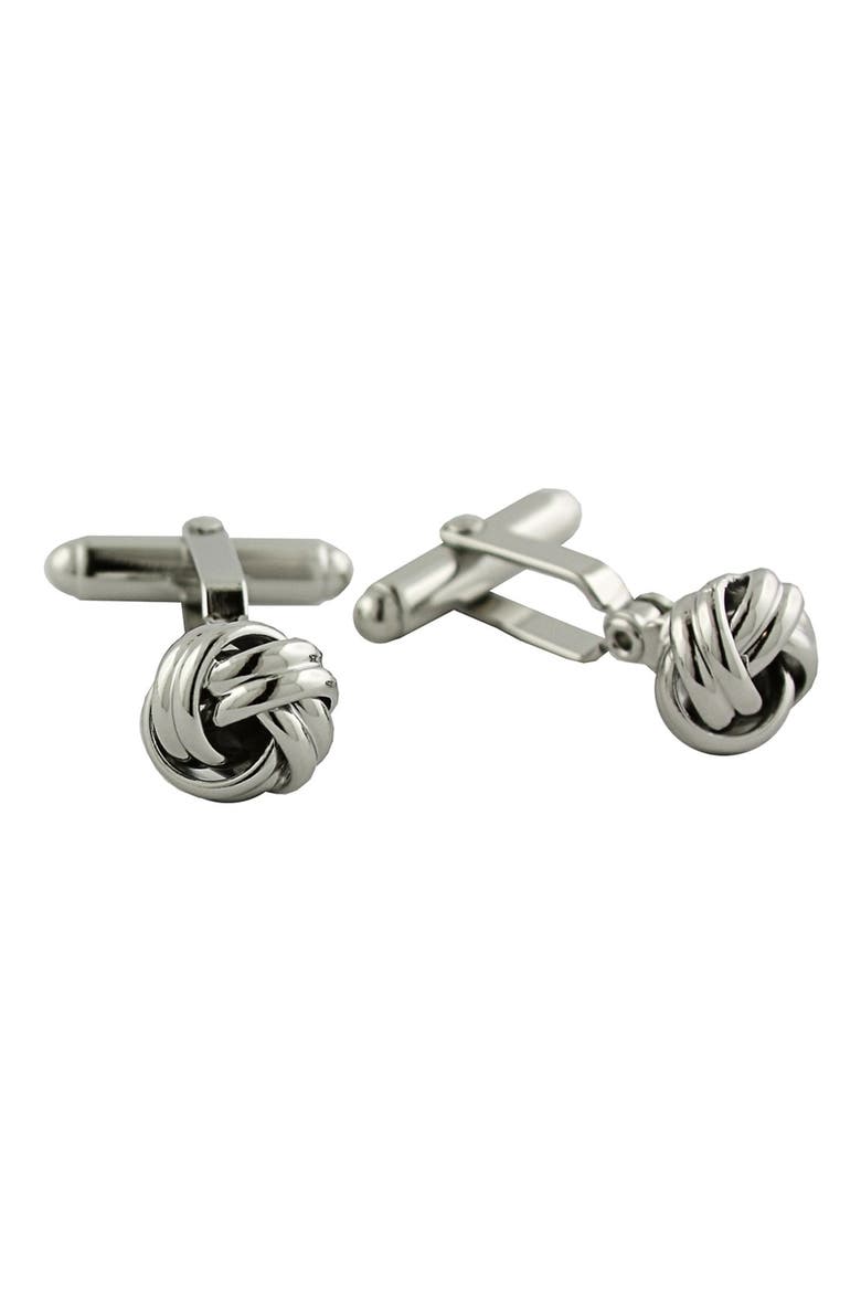 Knot Cuff Links, Main, color, SILVER