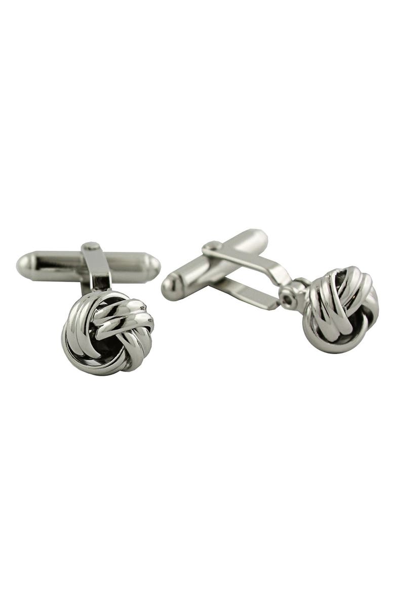 David Donahue Knot Cuff Links, Main, color, Silver