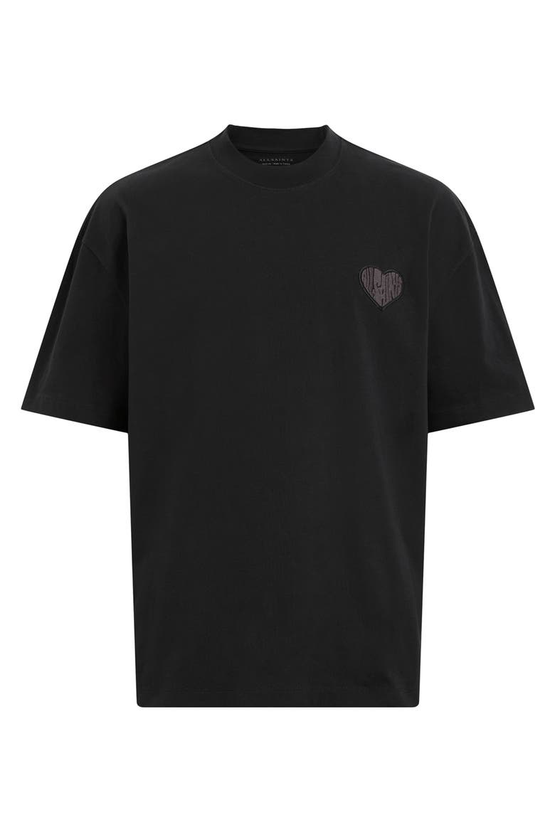 Lover Oversize Heart Appliqué Cotton T-Shirt, Alternate, color, WASHED BLACK