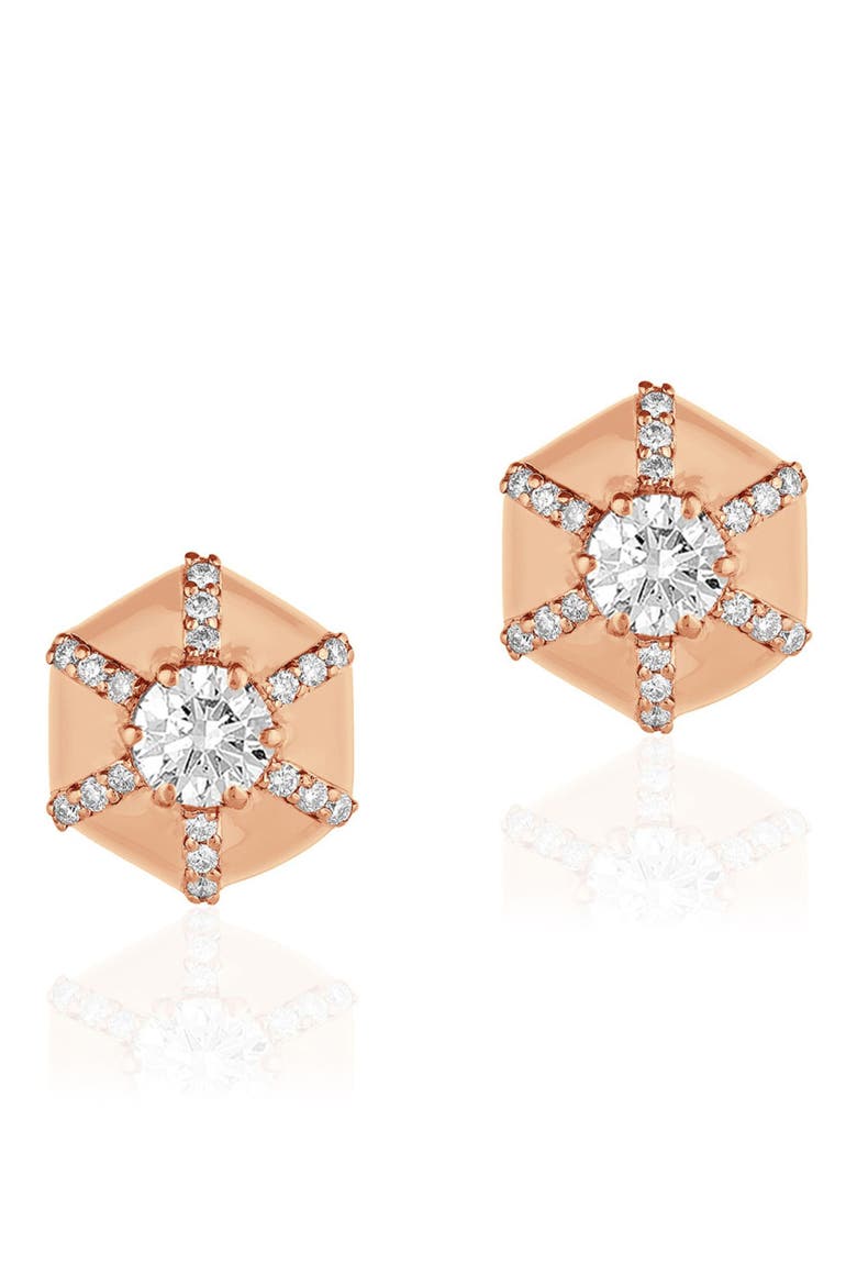 Queen Hexagon Stud Earrings, Main, color, CLEAR