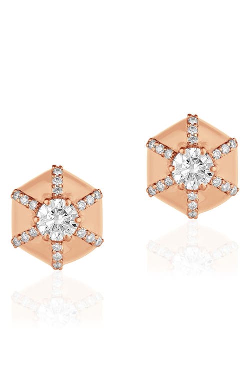 Goshwara Queen Hexagon Stud Earrings In Gold