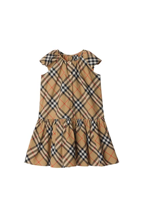 Burberry Girl's Talley Cotton Check Drop-waist Dress In Sand