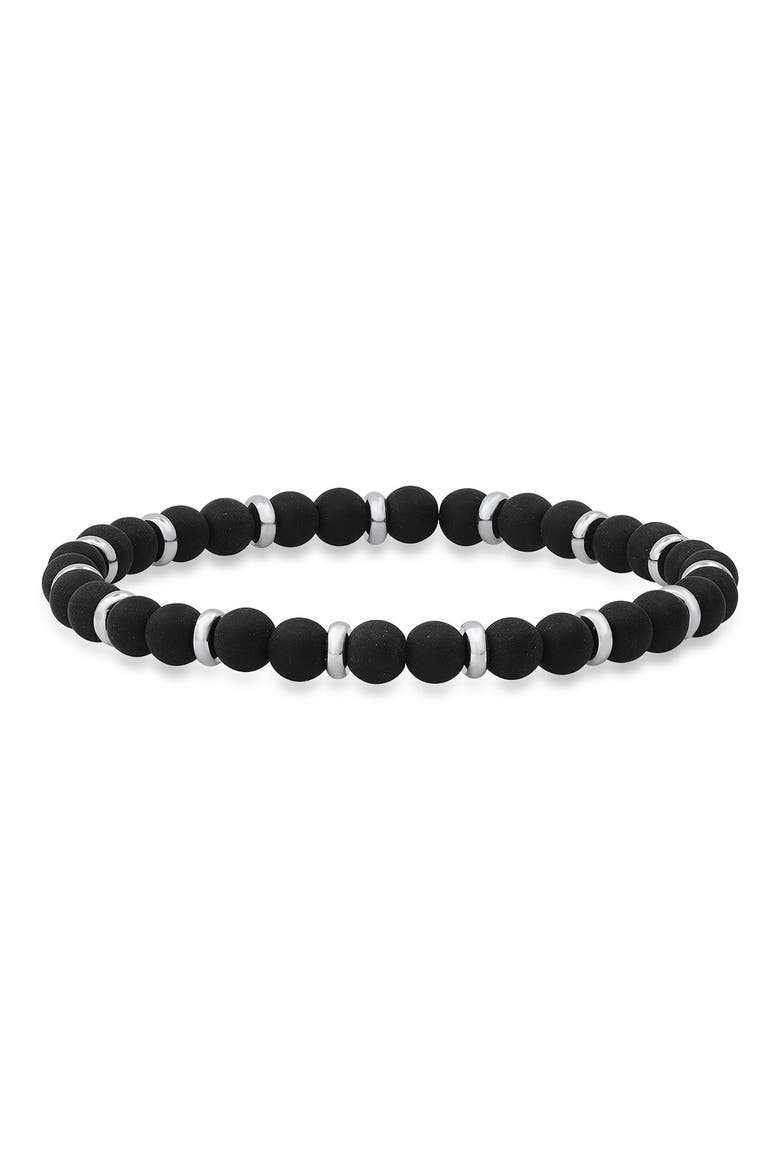 Black Lava Stone & Stainless Steel Bracelet, Main, color, BLACK/ METALLIC