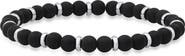 HMY JEWELRY Black Lava Stone & Stainless Steel Bracelet