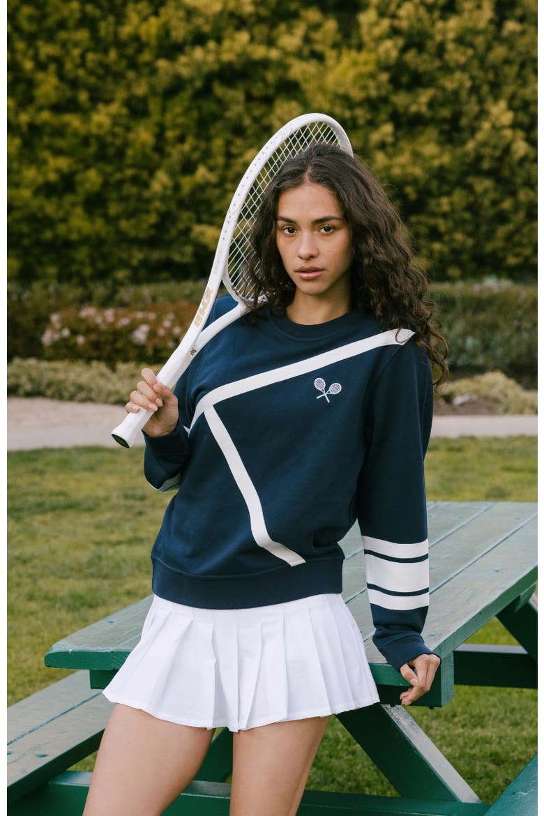 Elle Sweatshirt - Tennis Lines, Alternate, color, Navy