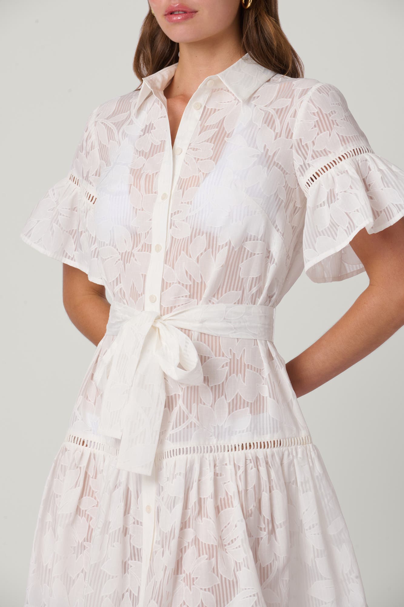 Ruffle Mini Stencil Floral Burnout Cover Up - image 2