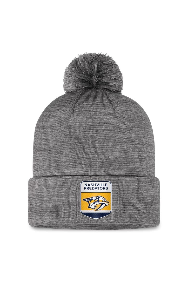 Men's Fanatics Branded  Gray Nashville Predators Authentic Pro Home Ice Cuffed Knit Hat with Pom, Main, color, Gray