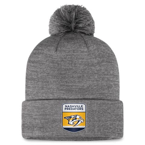Men's Fanatics Branded  Gray Nashville Predators Authentic Pro Home Ice Cuffed Knit Hat with Pom