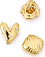 Panacea Set of 3 Heart, Knot & Square Brooches