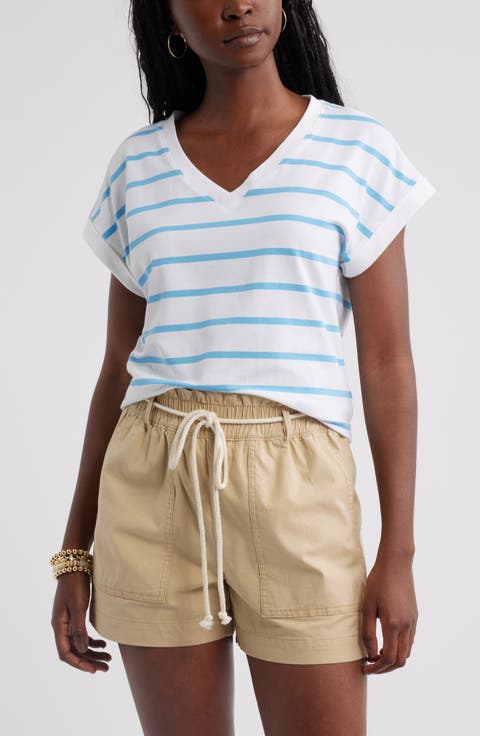 Roll Cuff V-Neck T-Shirt