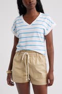 Caslon® Roll Cuff V-Neck T-Shirt