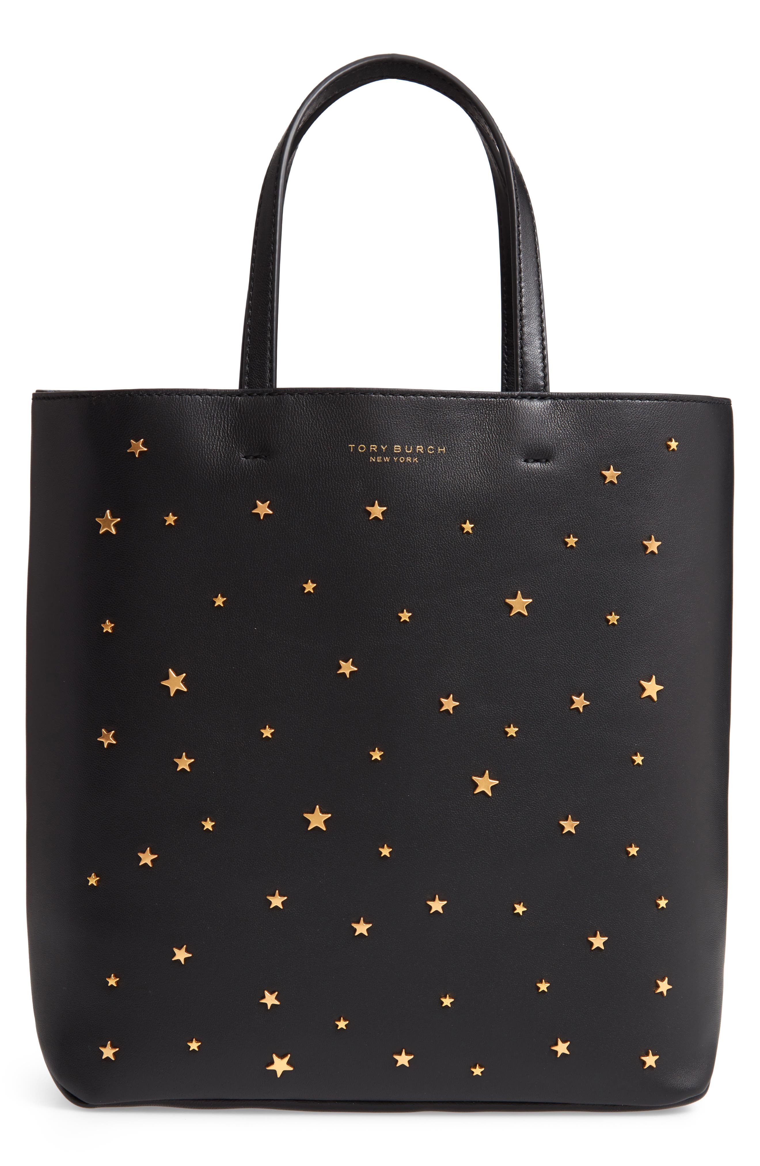 Tory Burch Small Star Studded Leather Tote, Main, color, 