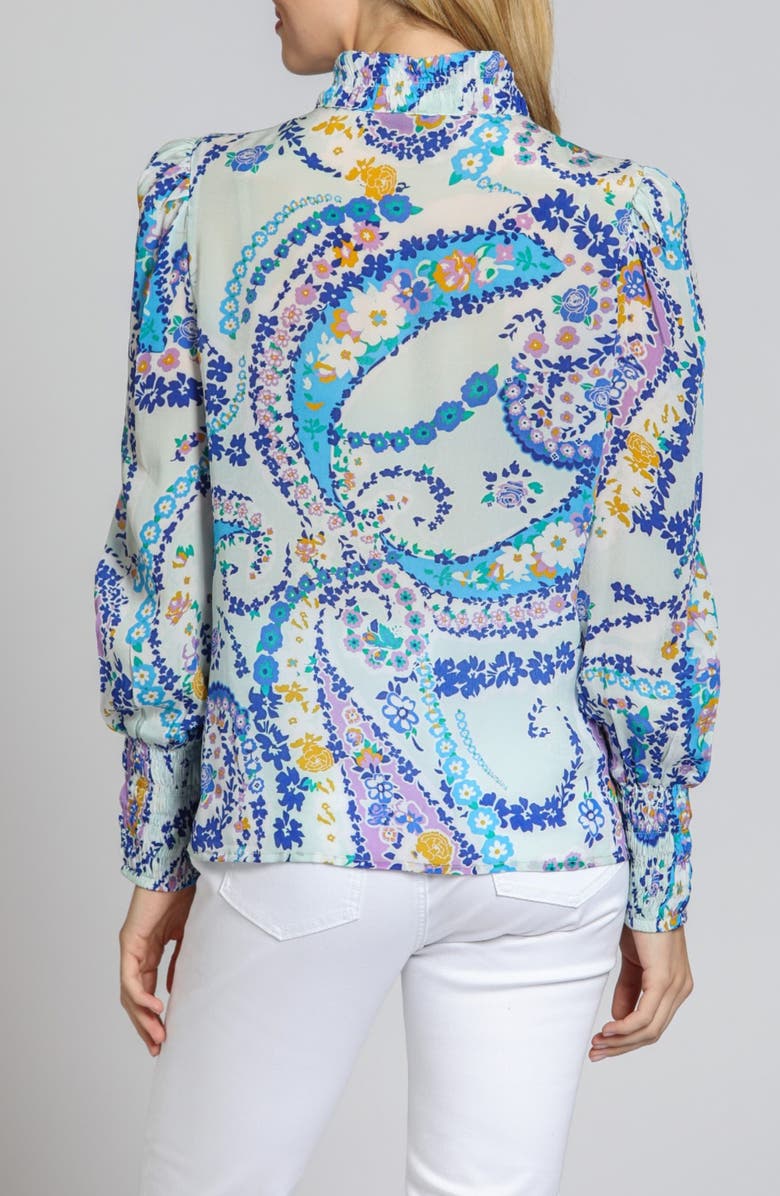 APNY Print Smocked Top, Alternate, color, Blue Multi