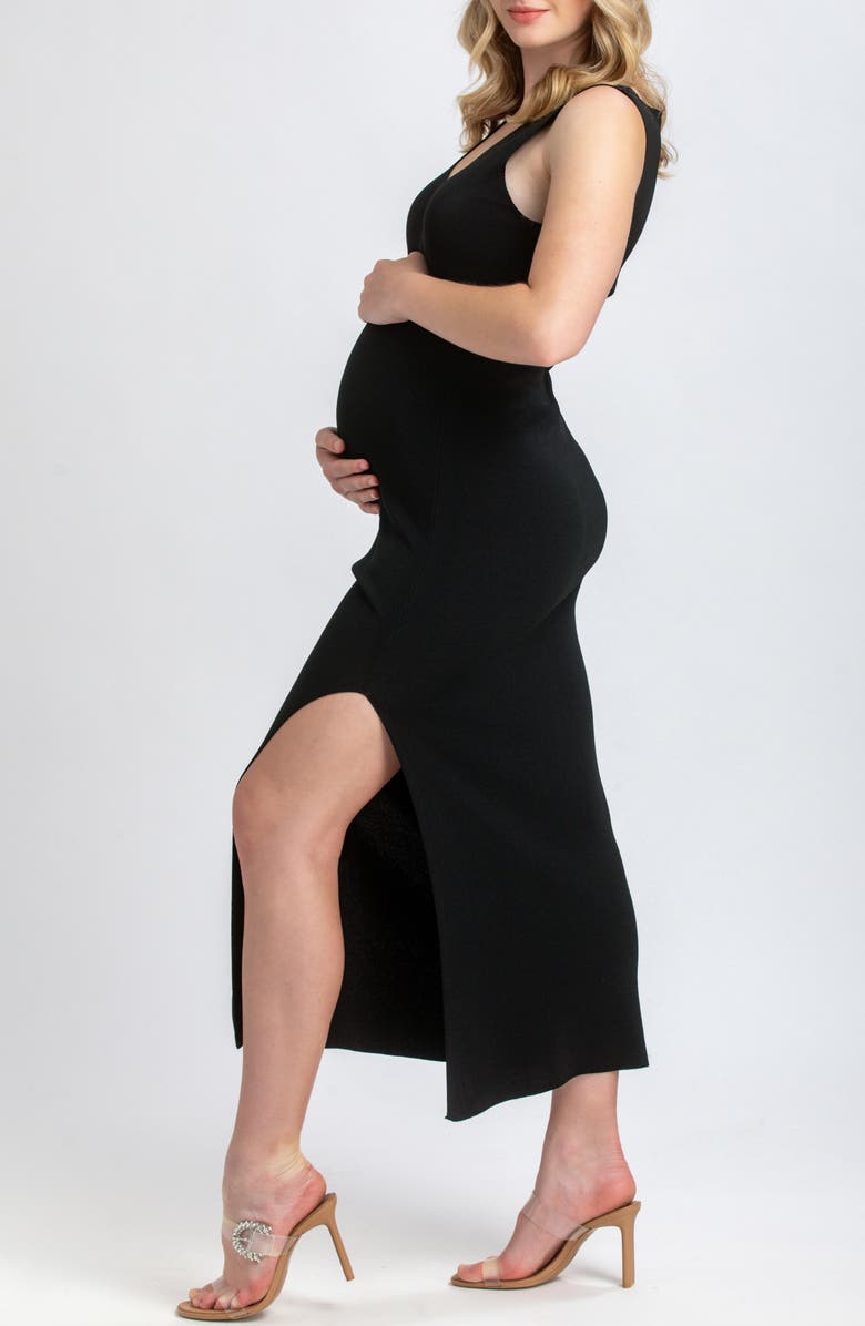 PIETRO BRUNELLI MATERNITY Rib Sleeveless Maternity Midi Sweater Dress, Alternate, color, Black