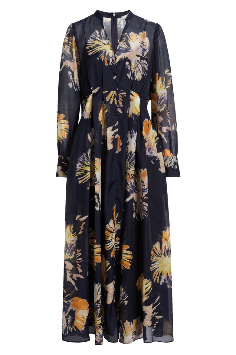 Floral Long Sleeve Maxi Dress, Alternate, color, NAVY MULTI POM FLORAL