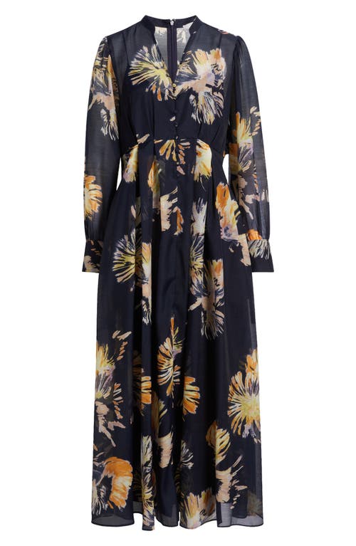 Chelsea28 Floral Long Sleeve Maxi Dress In Navy Multi Pom Floral